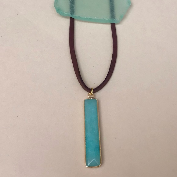 Set of 4 Amazonite Sundance Charm Leather Cord Necklace - Picture 9 of 9